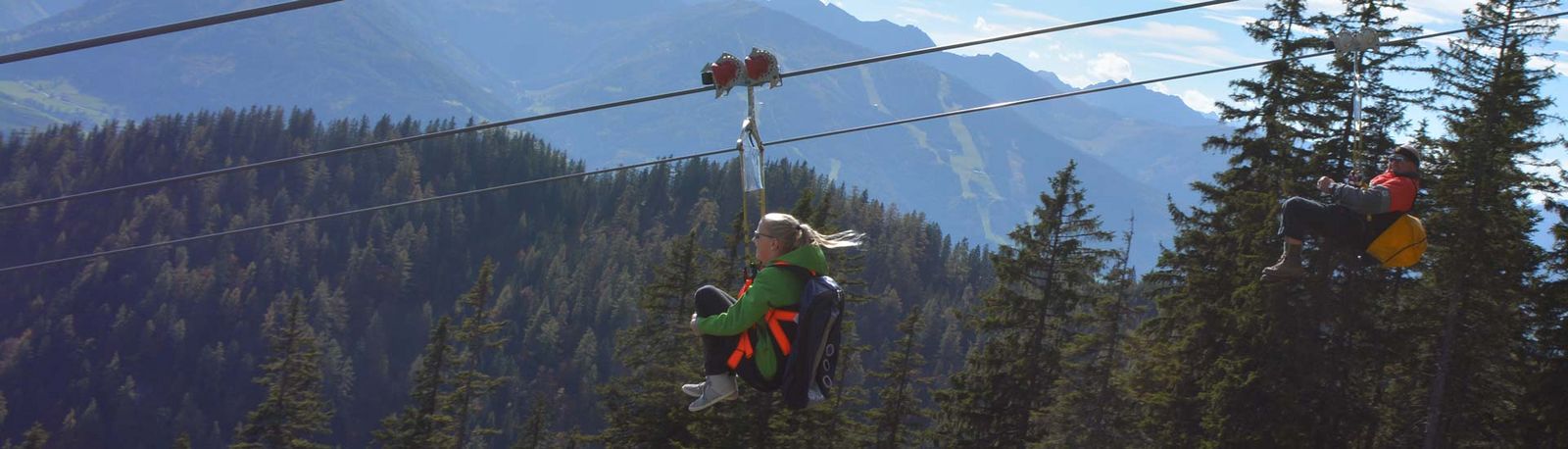 Der Abflug auf der Zipline Stoderzinken