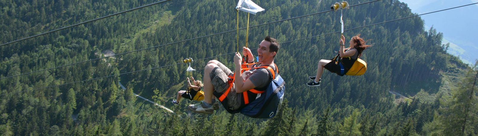 Der Abflug auf der Zipline Stoderzinken